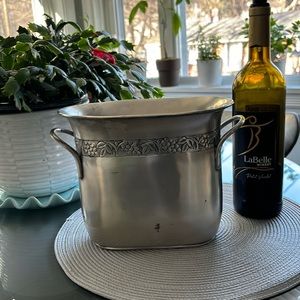 Pottery Barn Silver Tone Pewter Metal Embossed wine chiller &Ice Bucket